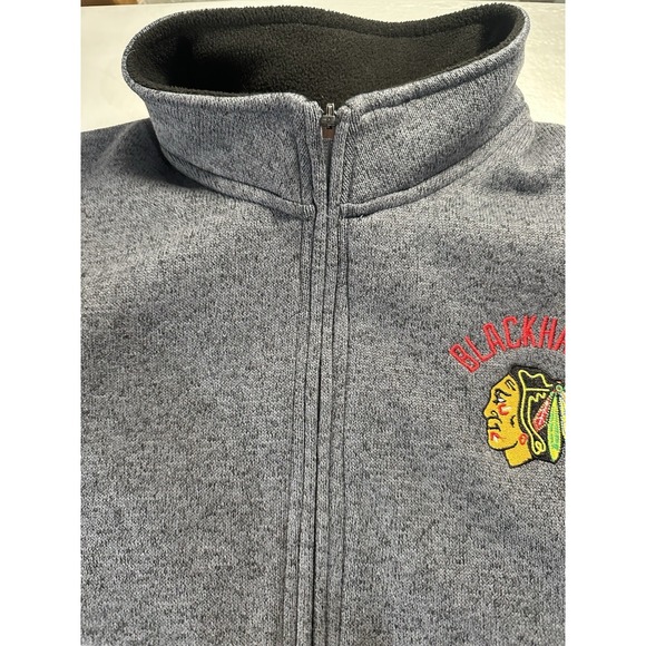 Chicago Blackhawks Sweater Mens XL Gray NHL Fleece Full Zip Jacket Hockey - Picture 9 of 9